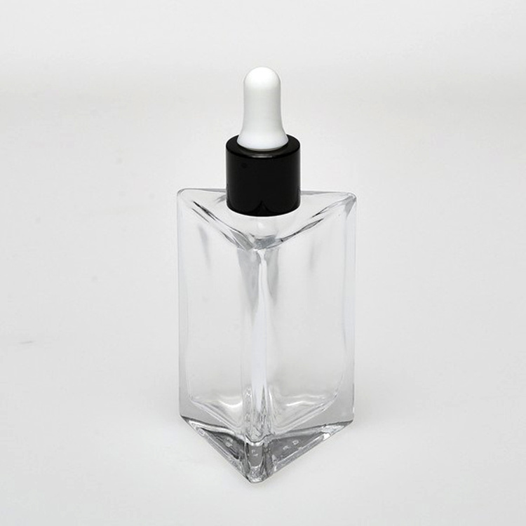 Deluxe Glass Triangle Shape Perfume Bottles with Mist Pump or Roll on Cap Glass Cosmetic Glass 50ml Bottles Heavy Base Bottom