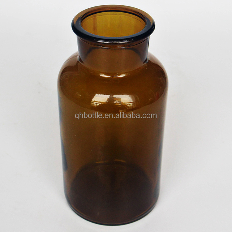 Laboratory Pharmacy 125ml 250ml 500ml Wide Mouth Clear/Amber Glass Apothecary Bottles with Lid or Cork