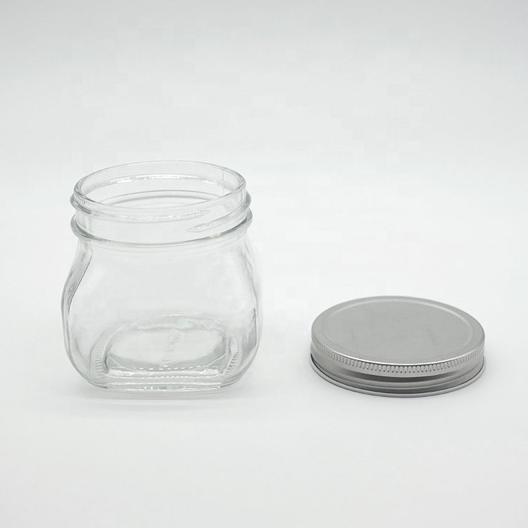 Wholesale 4oz 8oz 16oz Clear Wide Mouth Glass Mason Jar Glass Storage Jar with Metal Screw Lid for Food Jam Pickles Sauce