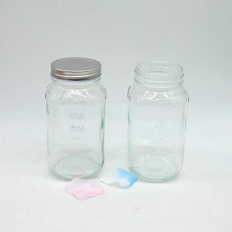 Wholesale 750ml Regular Mouth 70mm Glass Mason Storage Jar with Tinplate Lids for Honey Jam Candy Sauce