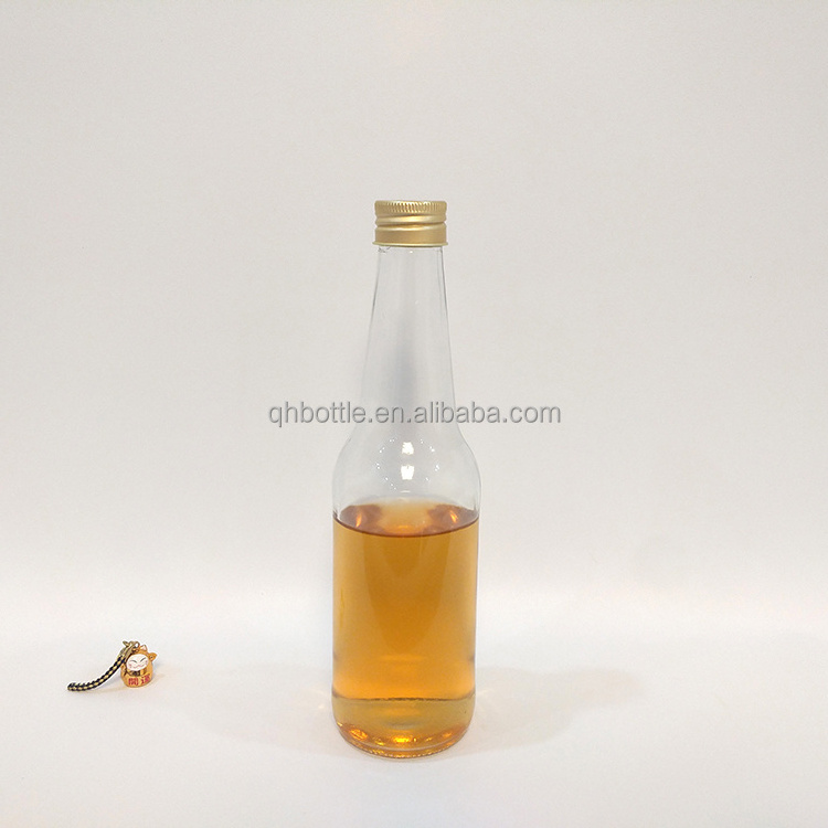 Empty 330ml Glass Drinking Bottle with Aluminium Screw Lid for Soda Juice Coconut Beverage