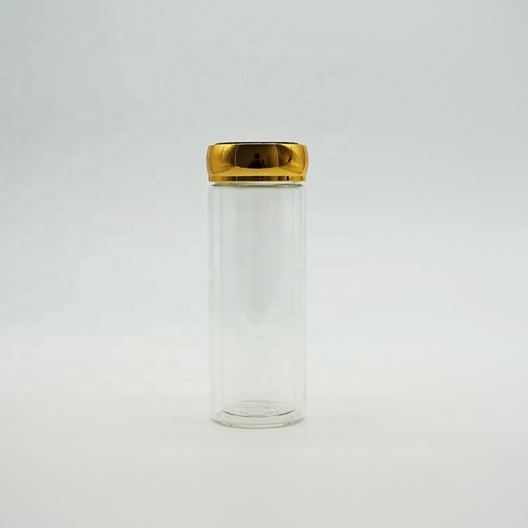 High borosilate 100ml 150ml 200ml Double Wall Glass Jar with Airtight Golden Lids for Honey Bird's Nest