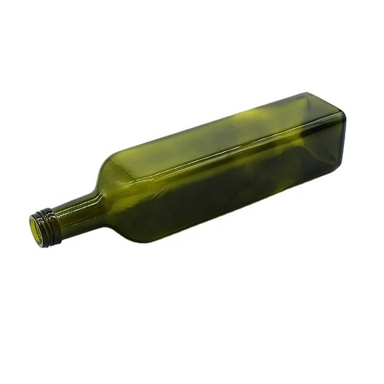 Cooking Oil Glass Bottle Wholesale Marasca Glass Bottle Dark Green Glass Olive Oil Bottle for Sauce Packing With Poured Lid