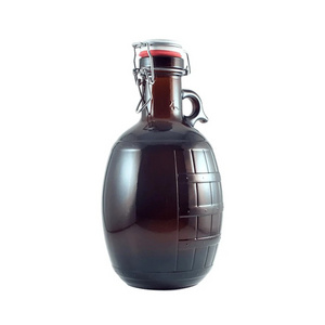 1/2 Gallon Round Glass Amber/Clear Growler Beer Bottles with Flip Cap 1 Litre Drinks Storage Red Wine Glass Bottles Growler carboy