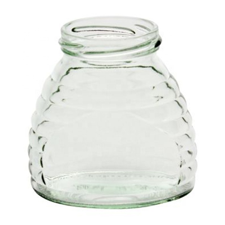 Eco-friendly 3oz Skep Glass Honey Jar Bee Shaped Mini Goass Honey Pot for Honey Jam Pickles