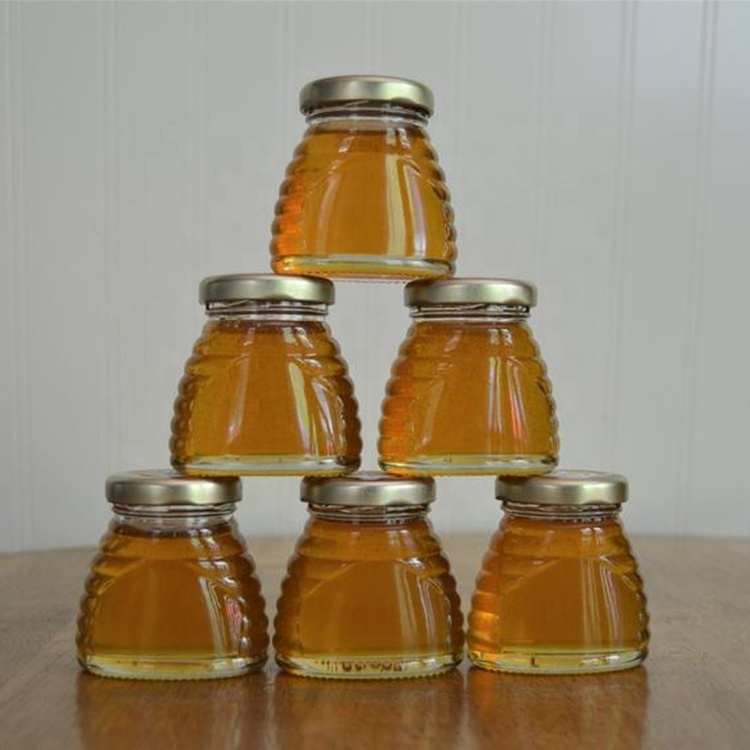 Eco-friendly 3oz Skep Glass Honey Jar Bee Shaped Mini Goass Honey Pot for Honey Jam Pickles