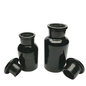 250ml 500ml Black Amber Clear Round Glass Bottle Reagent Bottle with Cork Glass Lid for Apothecary