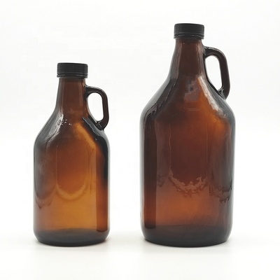 1 Gallon Glass Fermenting Jug With Handle Big Capacity Olive Oil Glass Bottle Packaging With Black Polyseal Lid And Cap