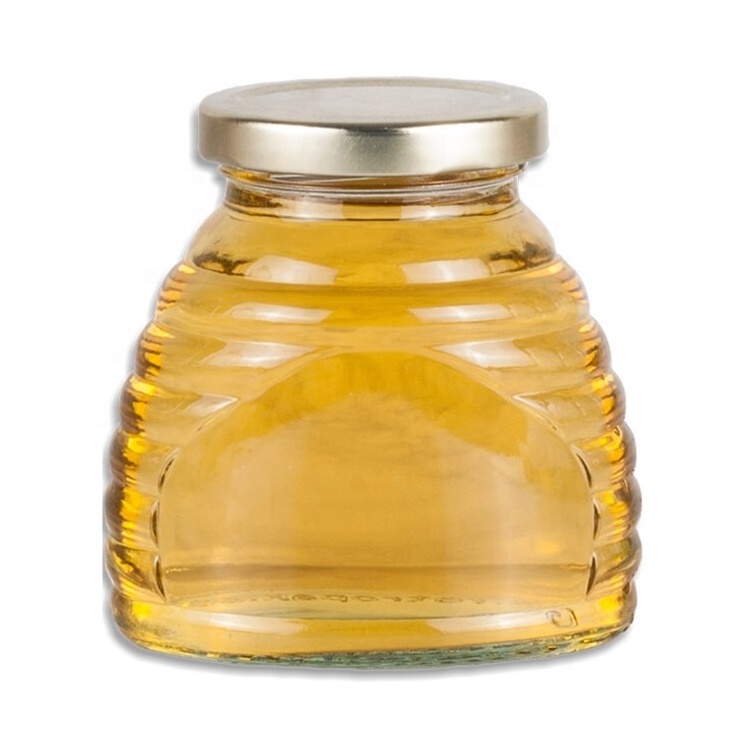 Eco-friendly 3oz Skep Glass Honey Jar Bee Shaped Mini Goass Honey Pot for Honey Jam Pickles