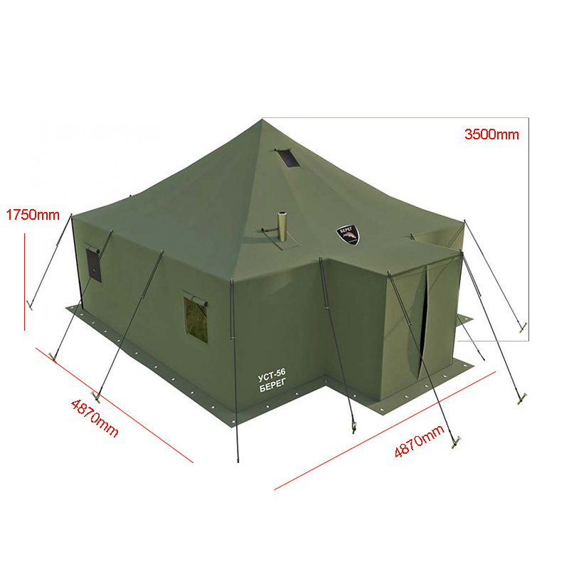 20 people accommodation tent UST56 USV56 green color tent with wood stove