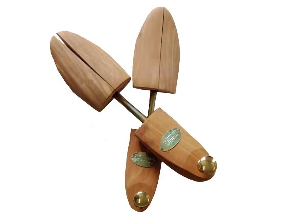 Adjustable Cedar Wooden Shoe Tree with Metal Knob Elegant Rack and Stand with Practicality in Mind