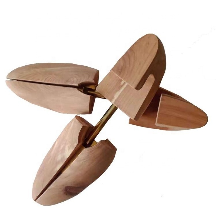 Adjustable Cedar Wooden Shoe Tree with Metal Knob Elegant Rack and Stand with Practicality in Mind