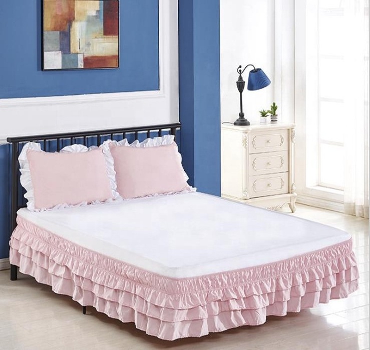 Sleep-Nest Hotel Quality  Split Corner Multi Ruffle Bed Skirt 22 Inch Drop Length Easy Fit