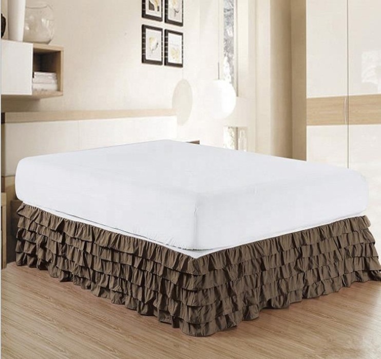 Sleep-Nest Hotel Quality  Split Corner Multi Ruffle Bed Skirt 22 Inch Drop Length Easy Fit