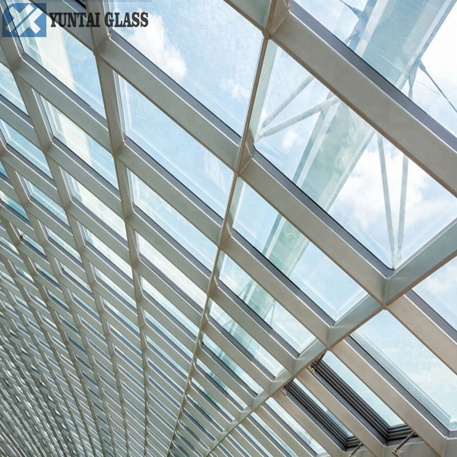 6mm 8mm 10mm 12mm 15mm 19mm Building Ceiling Curtain Wall double tempered laminated glass skylight window curtains