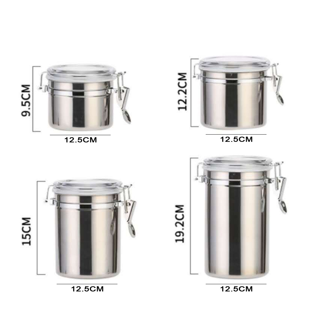 Stainless Steel Airtight Can Food Storage Canister Kitchen Sugar Milk Powder Coffee Container