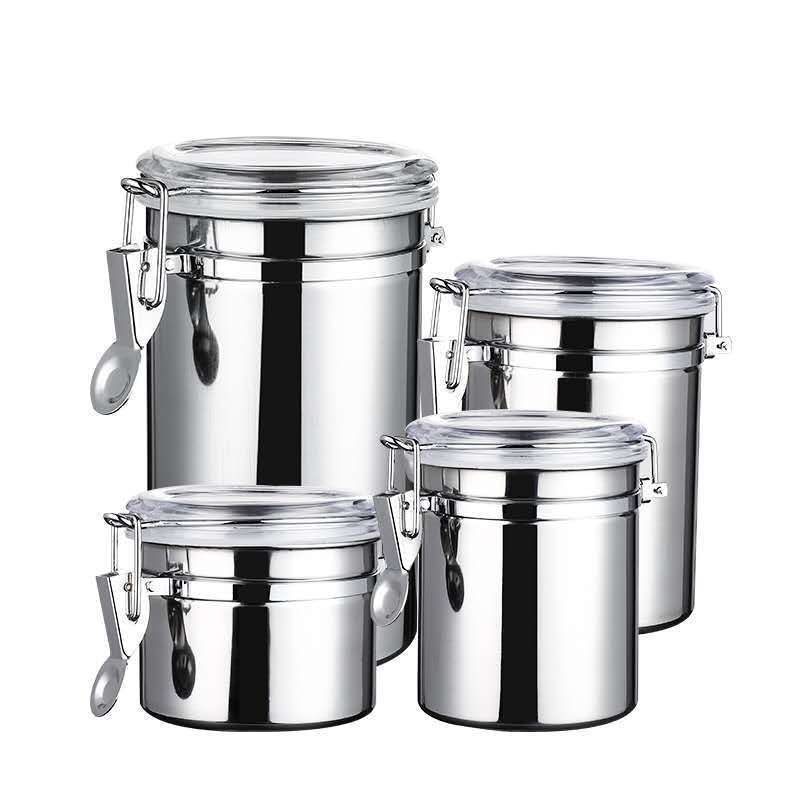 Stainless Steel Airtight Can Food Storage Canister Kitchen Sugar Milk Powder Coffee Container