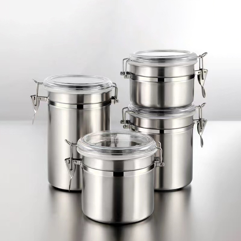 Stainless Steel Airtight Can Food Storage Canister Kitchen Sugar Milk Powder Coffee Container