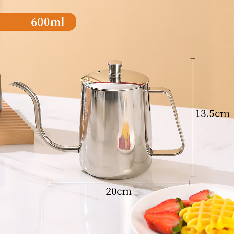 350ml 600ml 304 Gooseneck Stainless Steel Coffee Pot Heatable Black Tea Kettle