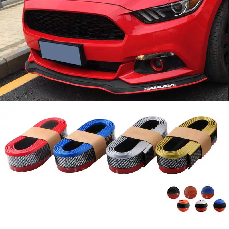 Universal Front Bumper Lip Carbon Fiber Rubber Splitter Chin Spoiler side Skirt Rubber Anti Scratch samurai lip