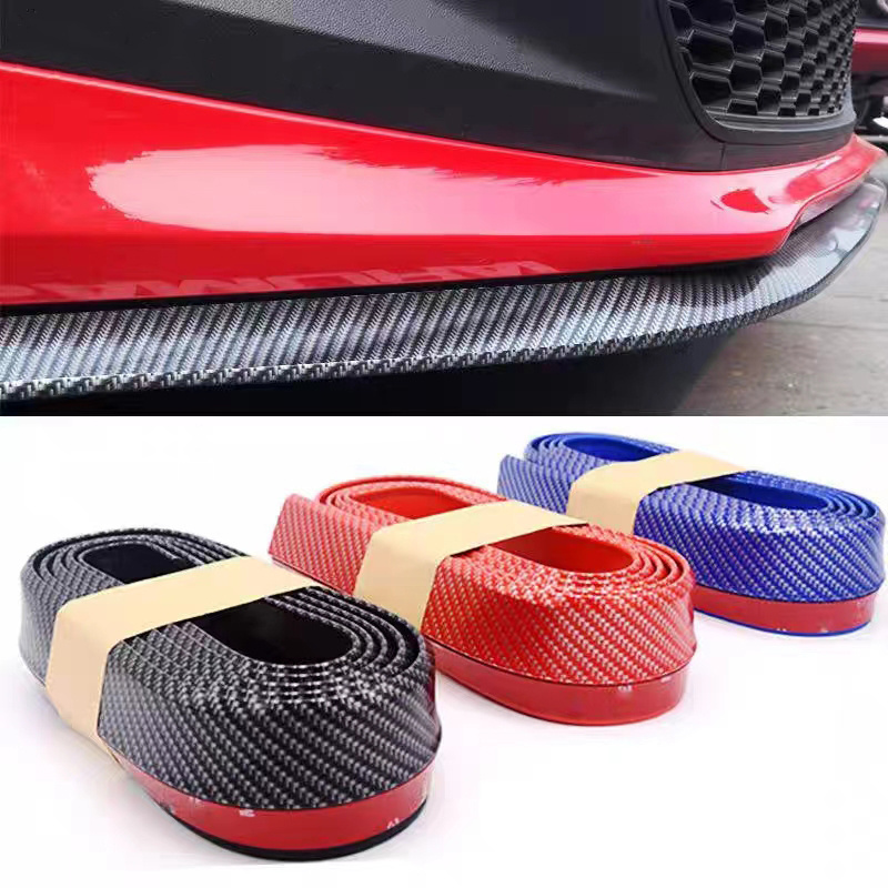 Universal Front Bumper Lip Carbon Fiber Rubber Splitter Chin Spoiler side Skirt Rubber Anti Scratch samurai lip