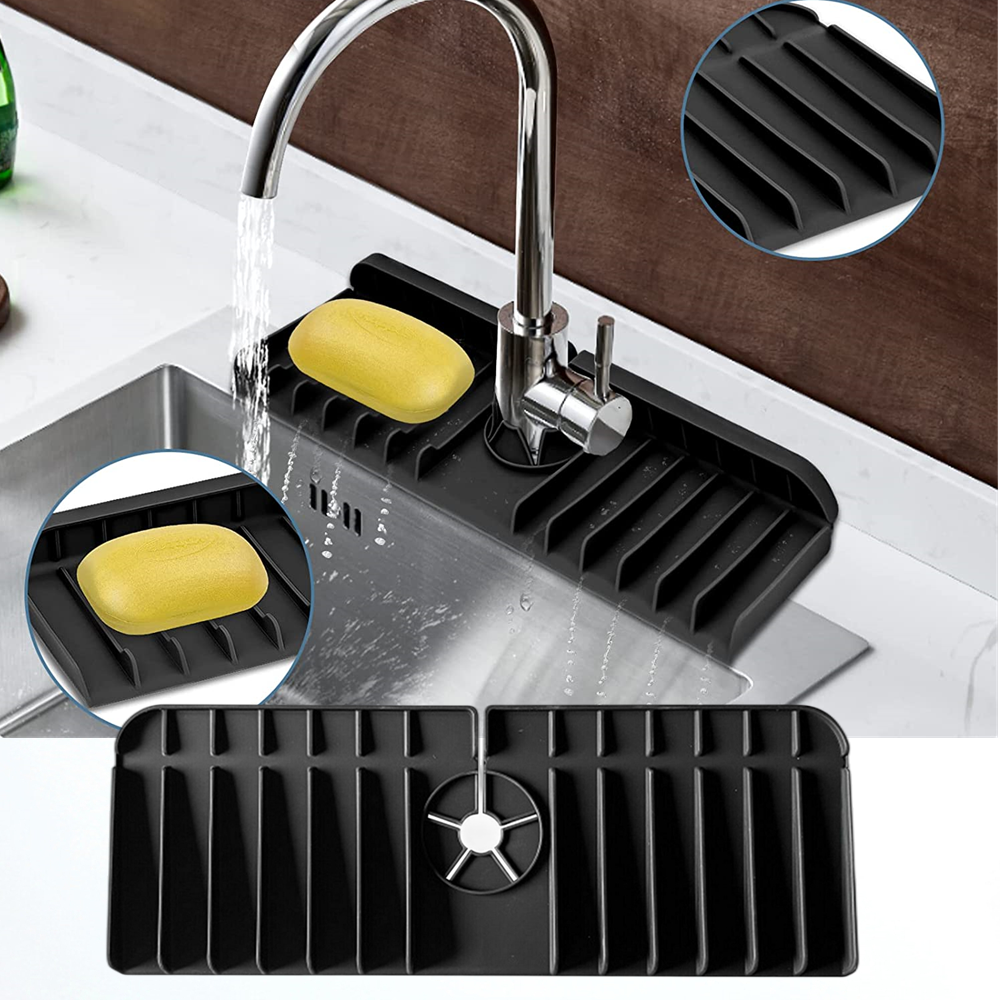 Sink Splash Guard for Kitchen Bathroom Accessories Pad Faucet Water Catcher Tray Sink Protectors Modern Food Grade Silicone