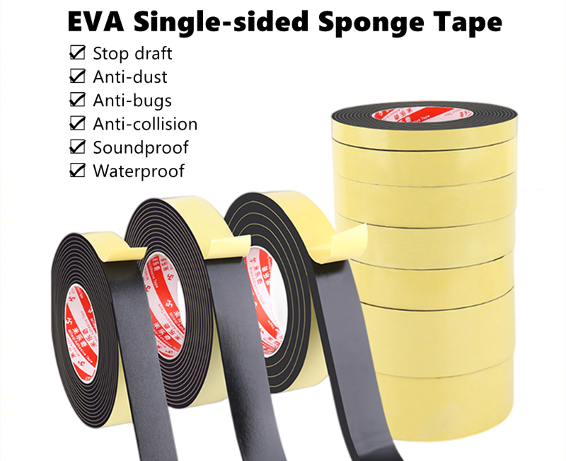 5 Meter Door Sealing Tape Super Sticky Sponge Foam Tape Rubber Single Sided Adhesive EVA Foam Tape Window Seal Strips