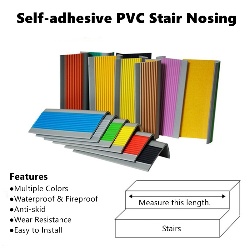 Stair Edge Protector Step Edge Trim Rubber Strips Stair Nose Molding for Indoor and Outdoor Stair Steps