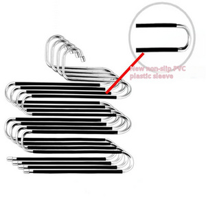 Stainless Steel Trousers Hanger 5 Layers Pants Hangers Space Saving Multi Jeans Pant Rack S Type Clothes Pant Hanger