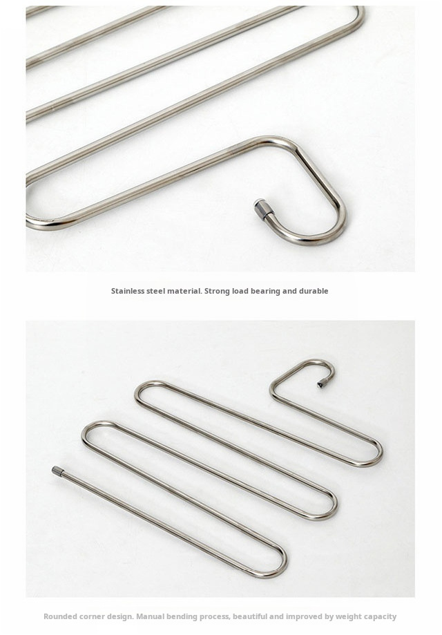 Stainless Steel Trousers Hanger 5 Layers Pants Hangers Space Saving Multi Jeans Pant Rack S Type Clothes Pant Hanger