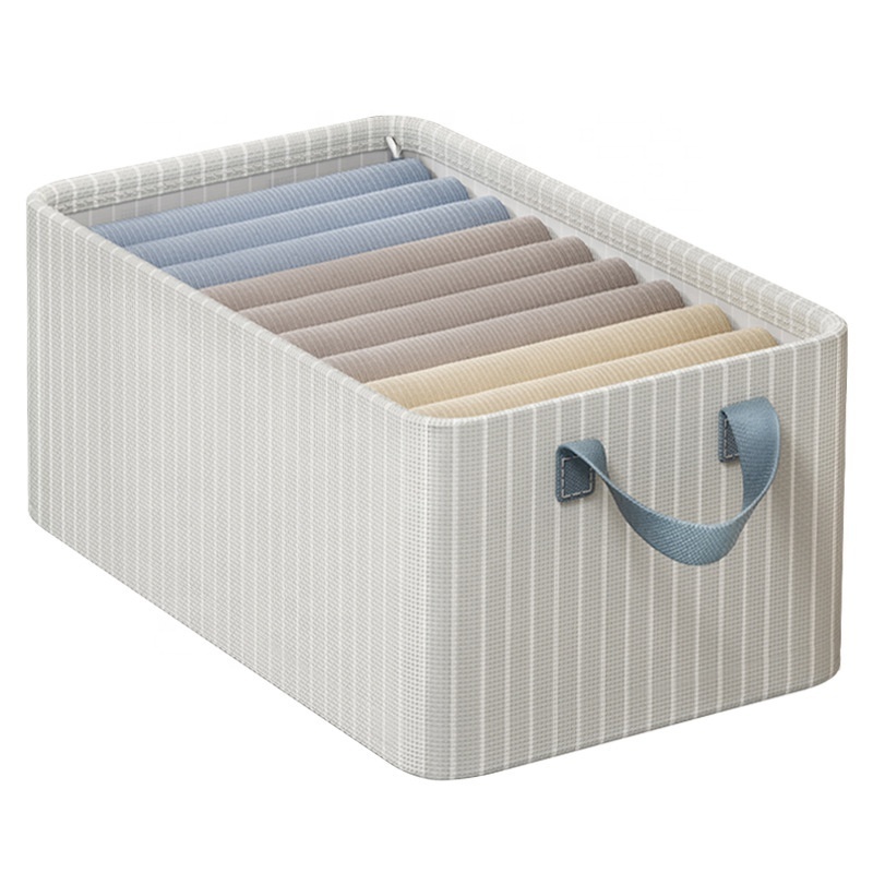 Fabric Collapsible Clothes Organizer for Jeans Washable Closet Storage Box T-shirt Foldable Clothing Storage Bins with Handle