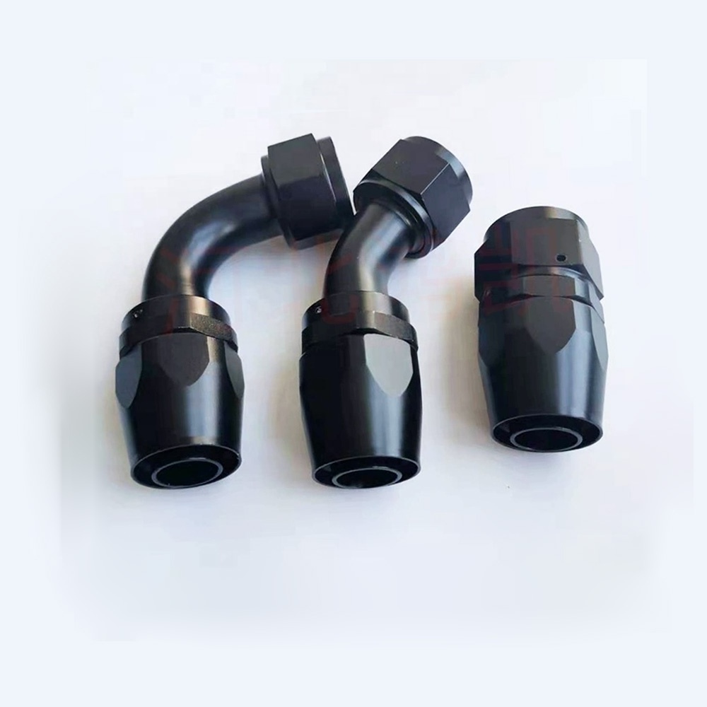 AN3 AN4 AN6 AN8 AN10 AN12 AN16 90 Degree Push Lock Swivel Hose End Fitting For Rubber Fuel Line