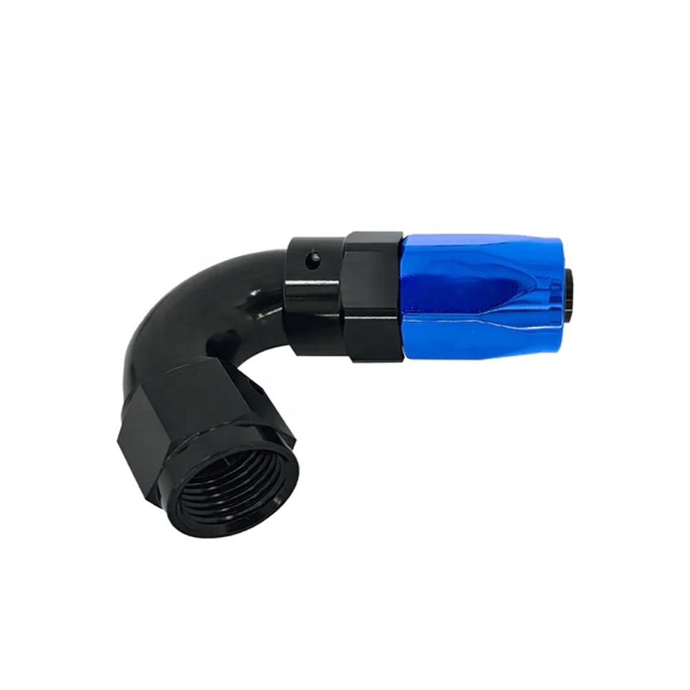 AN3 AN4 AN6 AN8 AN10 AN12 AN16 90 Degree Push Lock Swivel Hose End Fitting For Rubber Fuel Line