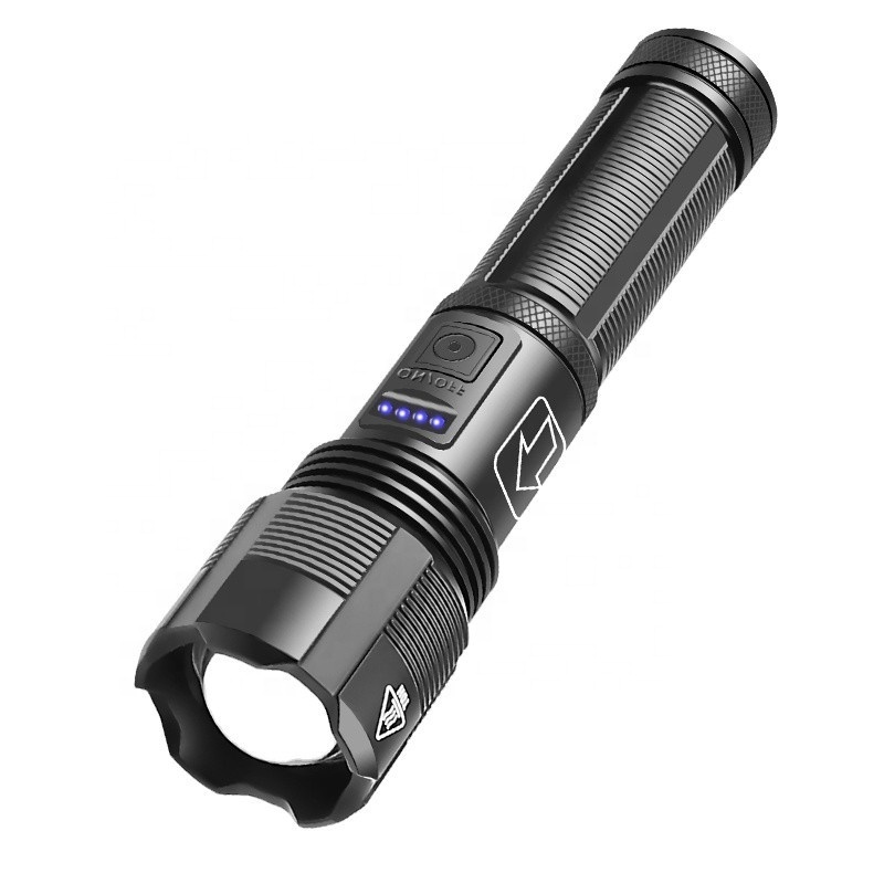 HLS Huaqin Factory Zoomable P50 Powerful LED Torch Flash Light Rechargeable Waterproof Super Bright XHP50 Security Flashlight