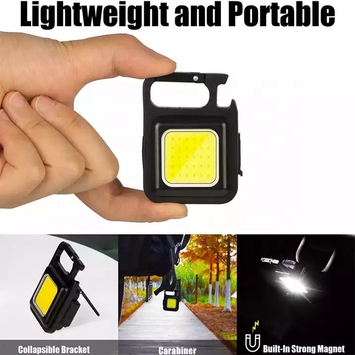 Rechargeable 3 Modes 800 lumens Mini Work Light Torch Small Pocket EDC Mini Keychain Flashlight With Bottle Opener For Camping