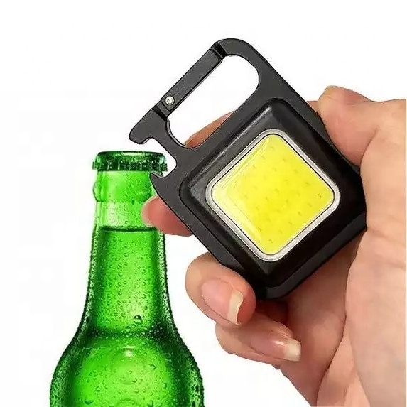 Rechargeable 3 Modes 800 lumens Mini Work Light Torch Small Pocket EDC Mini Keychain Flashlight With Bottle Opener For Camping