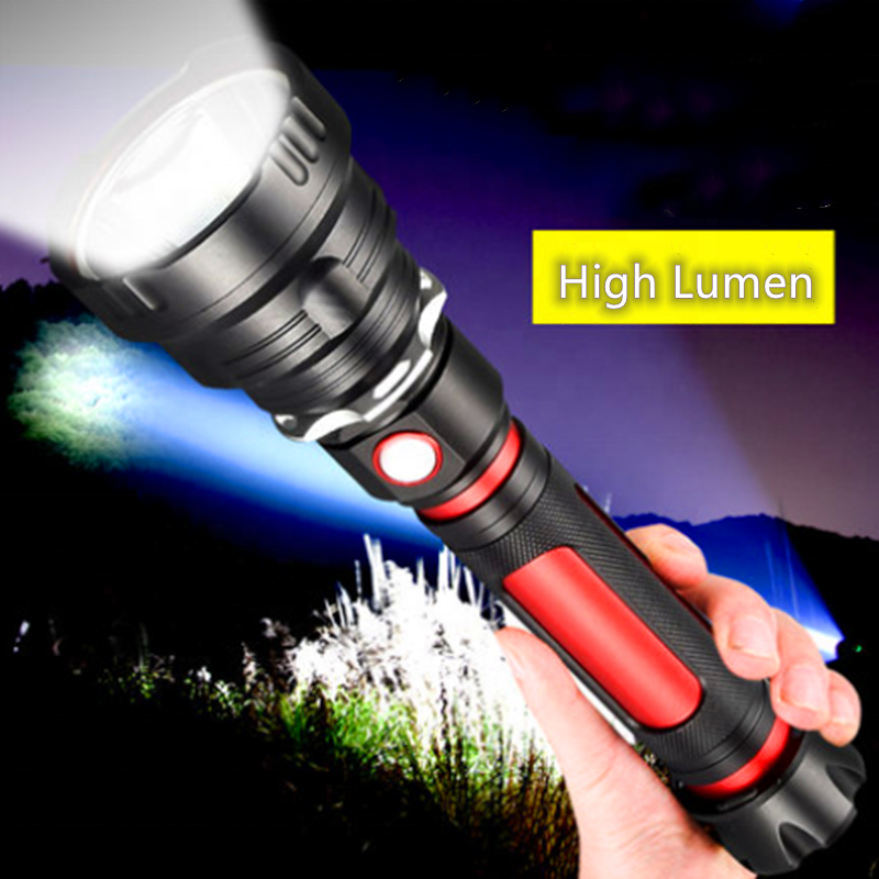 Middle East Rechargeable Heavy Duty Torch Light, 2km Long Range Spotlight HIGH Lumen Aluminum alloy LED Flashlight For Hunting