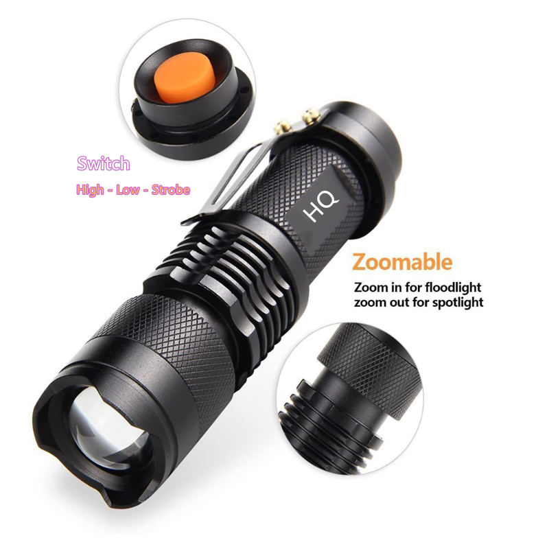 Wholesale Zoomable Pocket Tactical Mini Torch Flash Light Aluminum Alloy Zoom Led Flashlight With Clip