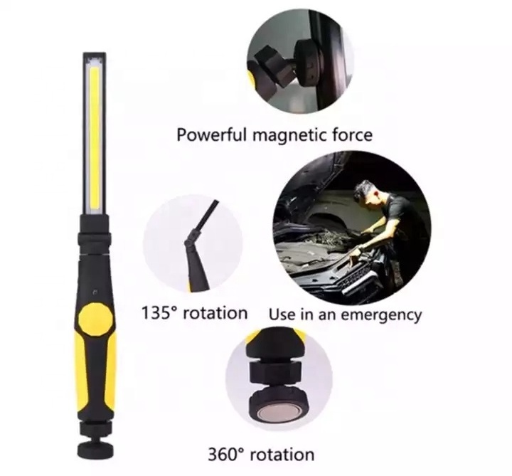 Rechargeable Foldable COB LED Wide Beam Stepless Dimming Work Flashlight Portable Waterproof Work Light With Magnet