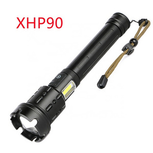 2KM 2000M Long Rang Zoom XHP90 Rechargeable Power Bank Zoom Torch XHP90.2 Flashlight Most Powerful 5000 Lumen LED Black 60 100