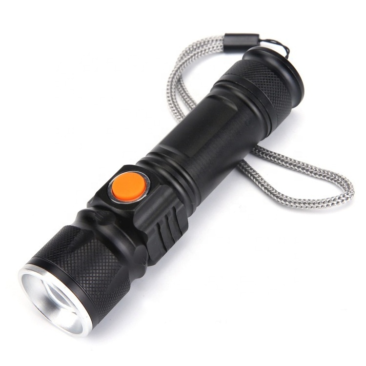 Super Bright XML T6 LED hlm Portable aluminum alloy Zoomable 3 Modes 18650 Powered USB Rechargeable Mini High Lumen Flashlight