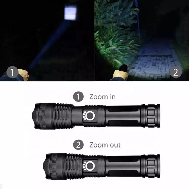 Bright XHP50.2 Water Resistance ZOOM P50 2000 Lumens Led Flashlight Emergency USB Rechargeable XHP50 Flashlights For Camping