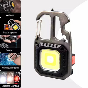 Rechargeable 7 Modes Portable Mini Flat Keychain Lanterna Torch Multi Functional Emergency Led Flashlight For Camping Hiking