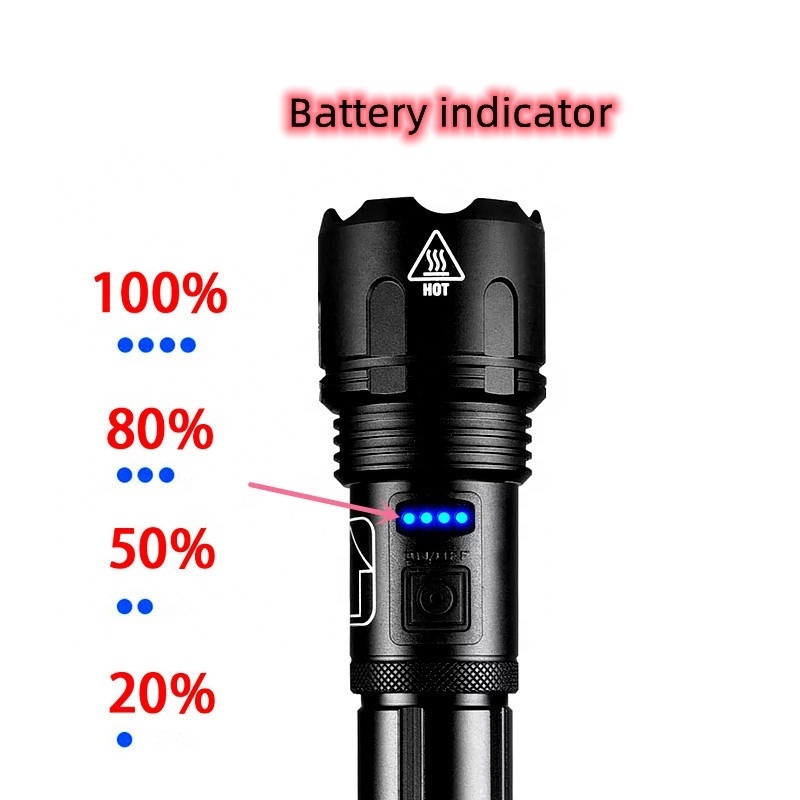 HLS Huaqin Factory Zoomable P50 Powerful LED Torch Flash Light Rechargeable Waterproof Super Bright XHP50 Security Flashlight