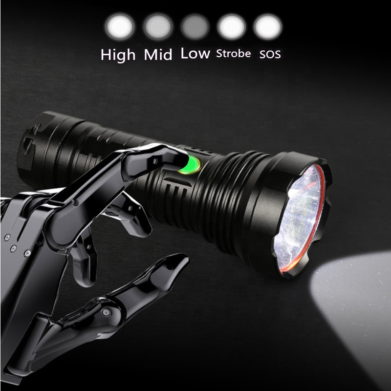 Powerful Spotlight Heavy Duty Torch 2KM 2000m Long Range Beam High Power Rechargeable Hunting Flashlight Super Bright 4000 Lumen