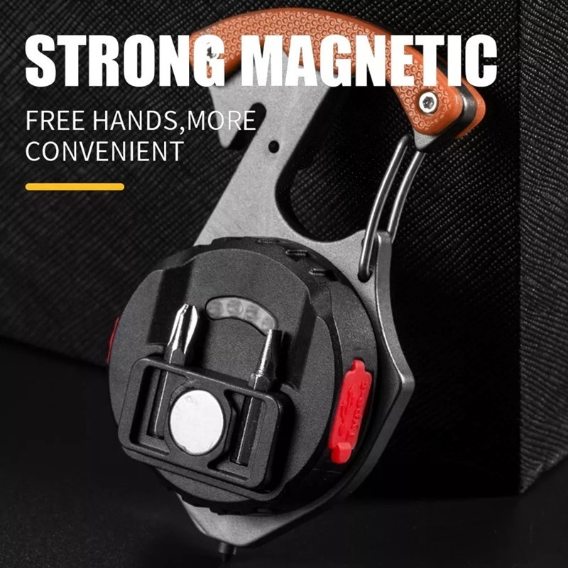 Rechargeable 7 Modes Mini Magnetic Torch Light Emergency Multifunctional Tools Keychain Flashlight With Cigarette Lighter