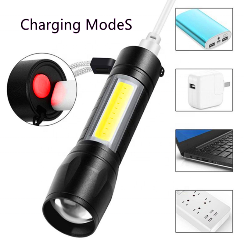 Hot sale 3w Q5 COB Emergency Linterna de led Pocket Mini Torch Lanterna USB Micro Rechargeable Dimmable Zoom Mini Flashlight