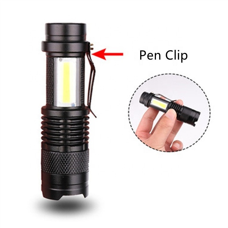 Waterproof 5W SK68 COB Black light Torch Tactical Torche 14500/AA Powered Emergency Mini Led Flashlight With clip For Camping