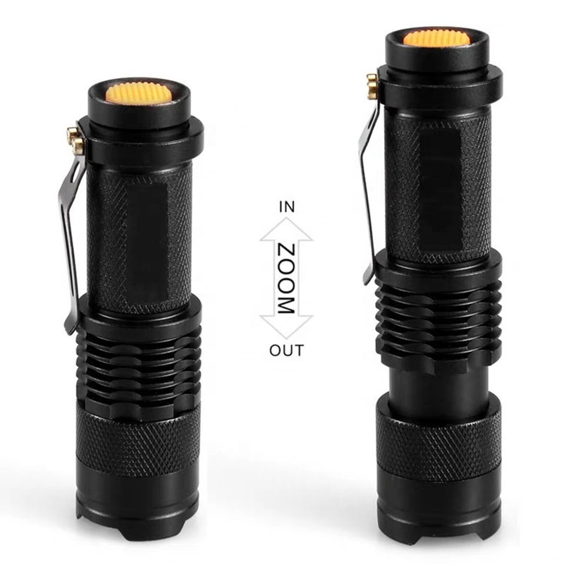 Waterproof Small Mini Tactical Led Flashlight Focus Zoom Lanterna Mini Torch Light Factory Price 3W 300lm Black 60 AA Emergency