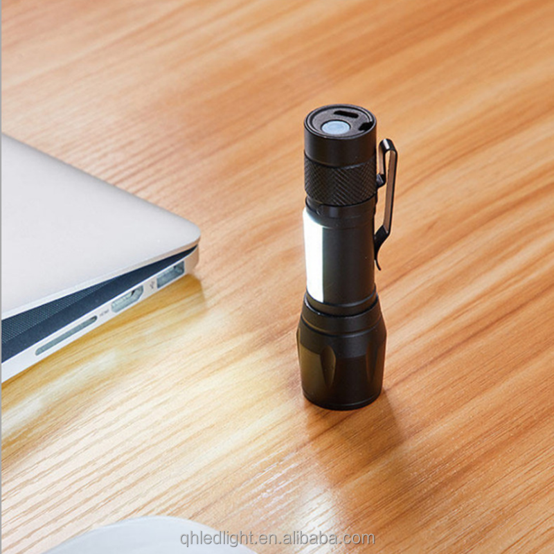 3 Modes cheap Bulk Zoomable Aluminium Alloy Focus Zoom Mini Torch Light, USB Rechargeable COB LED Mini Flashlight With Clip